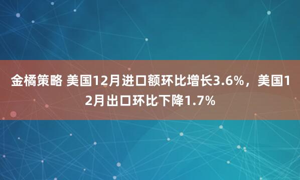金橘策略 美国12月进口额环比增长3.6%，美国12月出口环比下降1.7%