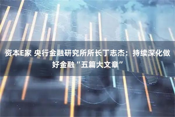 资本E家 央行金融研究所所长丁志杰：持续深化做好金融“五篇大文章”