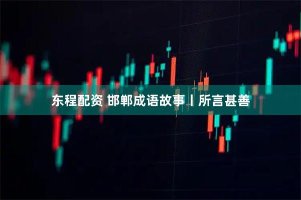 东程配资 邯郸成语故事丨所言甚善